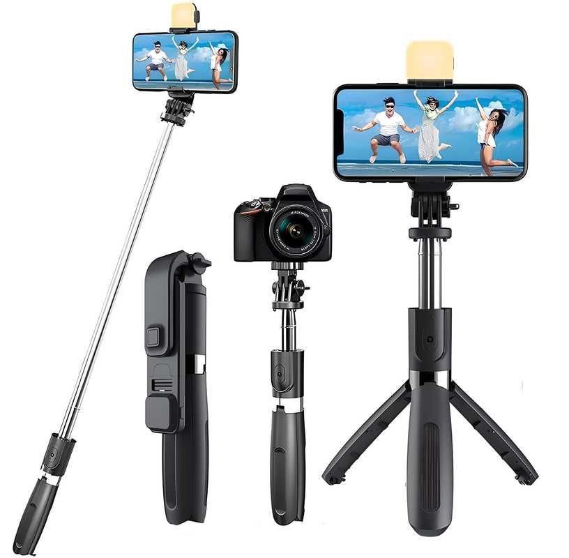 Extendable Flash 3 - in - 1 Selfie Stick Tripod with Bluetooth Remote - Housenvi