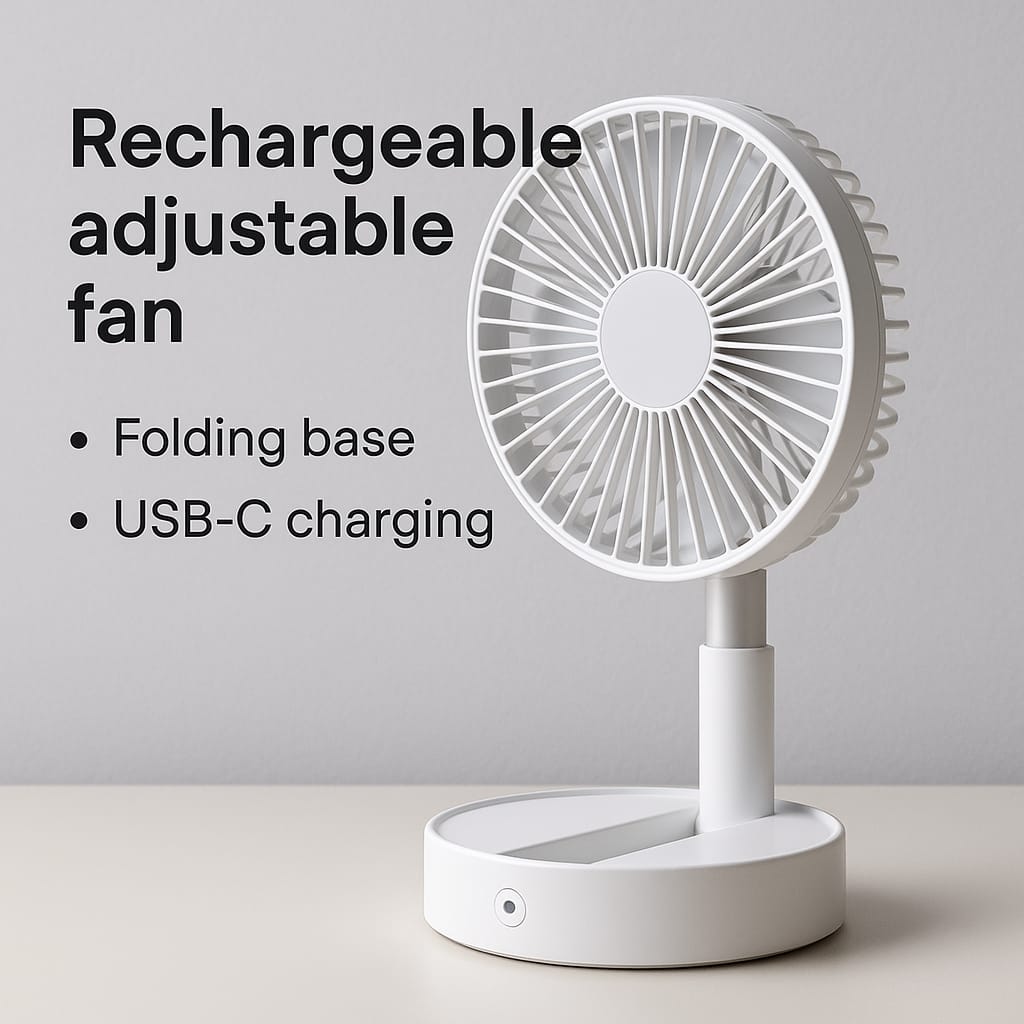 Rechargable adjustable portable fan - Housenvi